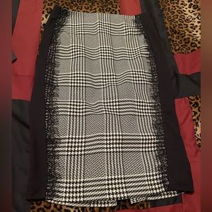 Houndstooth & Black with lace New York & Company suit skirt